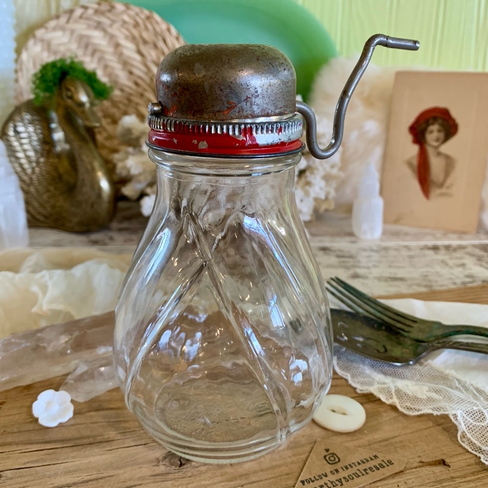 Vintage Glass+Metal Grinder 🥜 Unique Home Decor / Kitchen / Gift / Jar / Storage